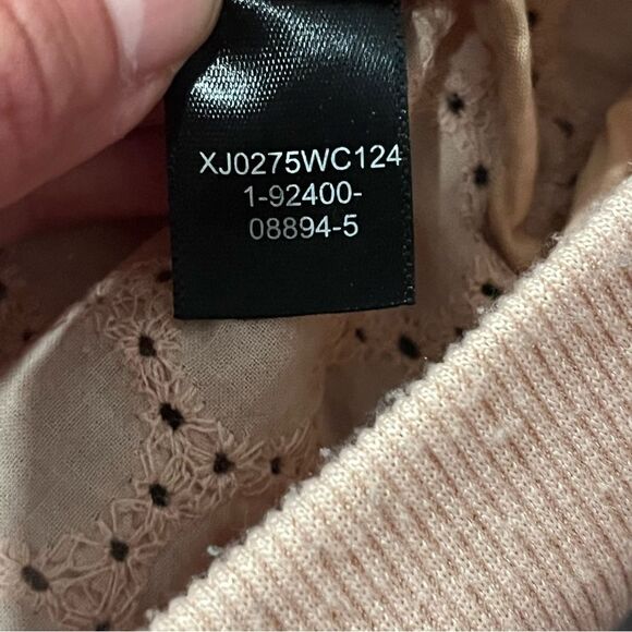 Sanctuary Blush Cameo Pink 100% Cotton Eyelet Bomber Lightweight Jacket Large - Picture 9 of 9